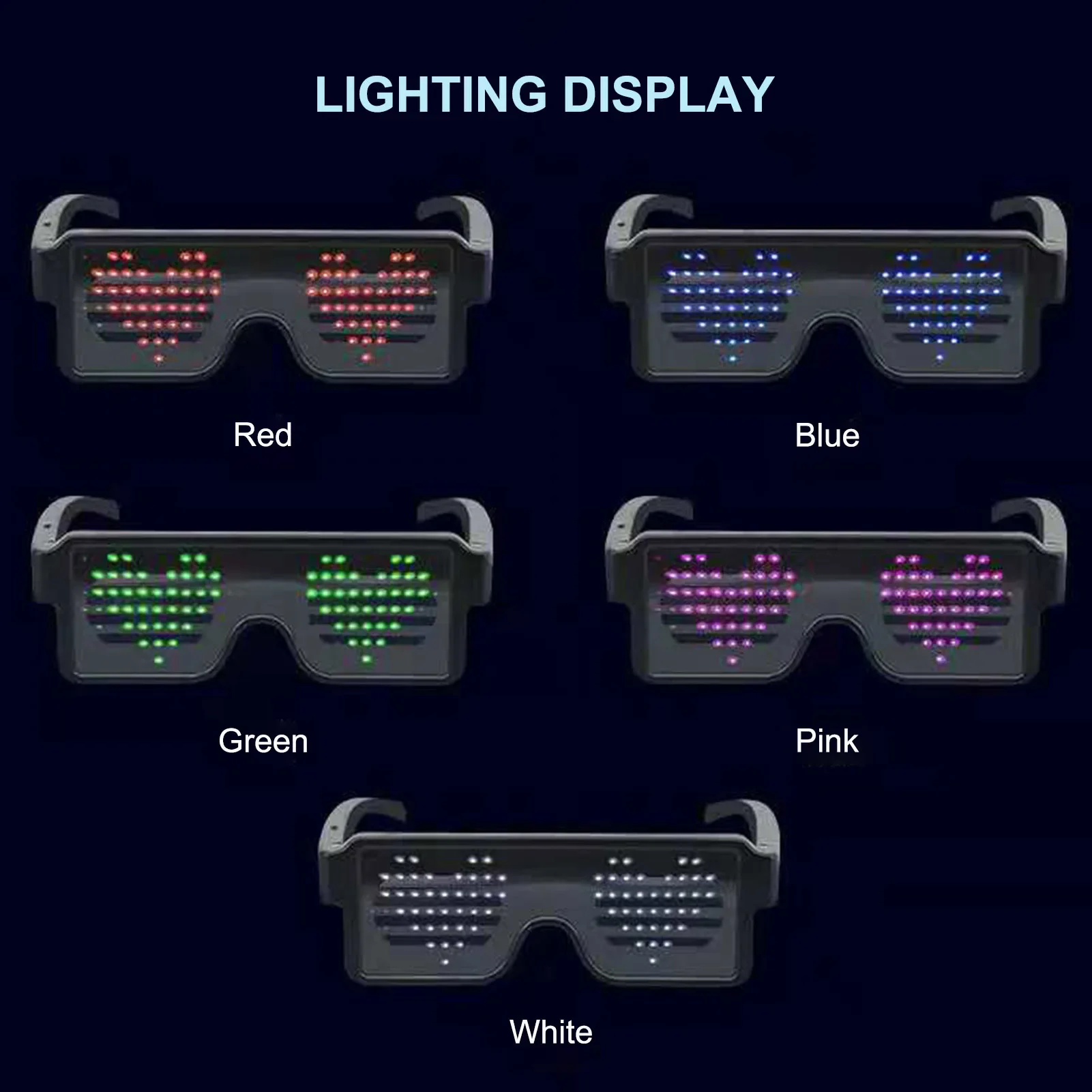 DJ Led Party Glasses USB Charge Flashing Luminous Eyewear Christmas Concert Holiday Party Nightclub Costume8 Modes LED Party Gla