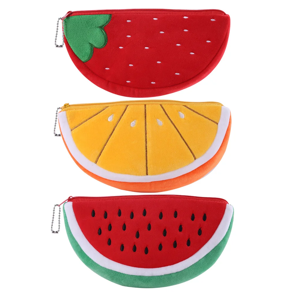 3Pcs Fruit Coin Purse Small Wallet for Women Cartoon Style Change Holder Portable Mini Purse Lipstick Storage Gift