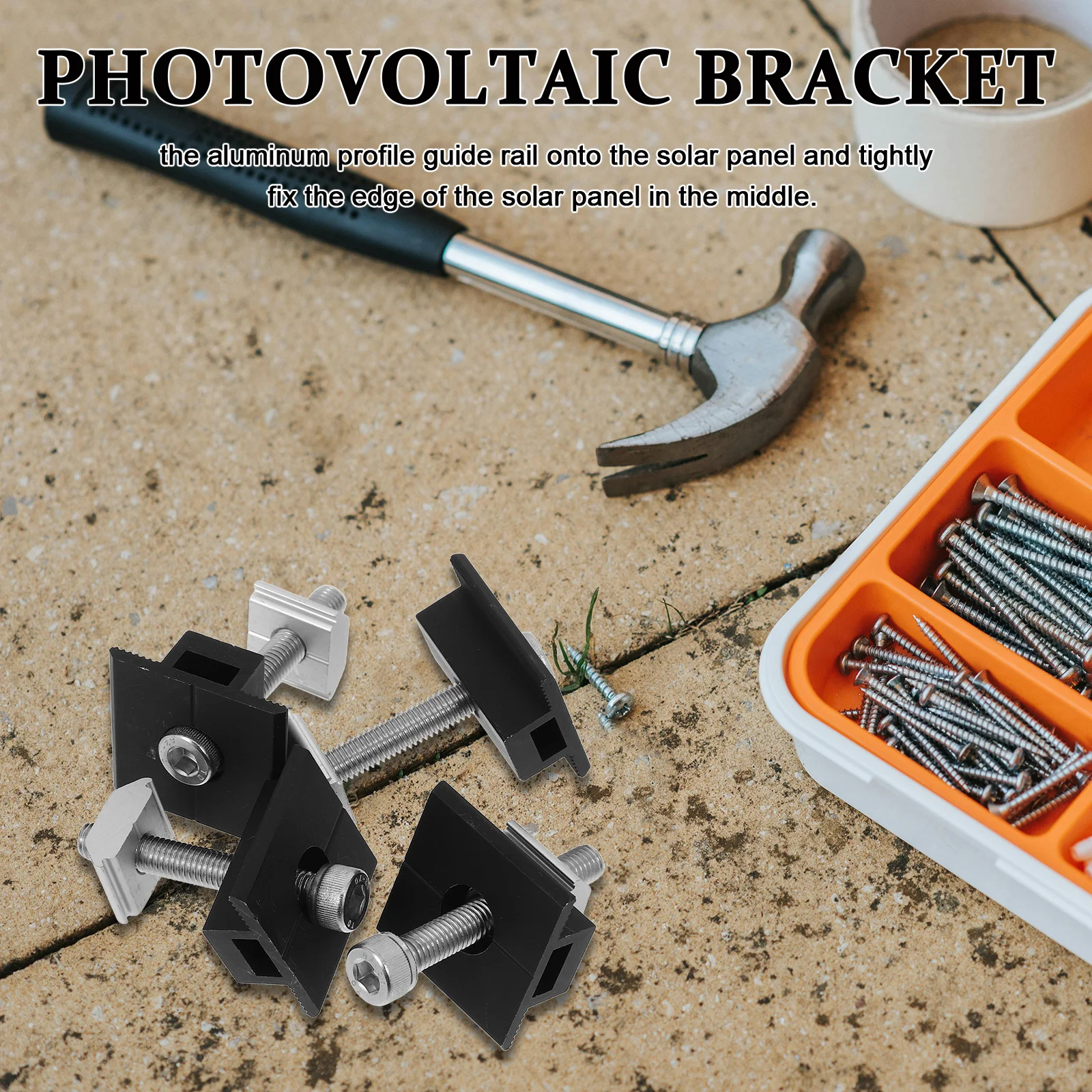 

4pcs Mid Clamp Heavy-Duty Aluminum Alloy Mounting Bracket Pre-Drilled Holes For Rvs Houses Boats Panels Roof Mount Kit Solar