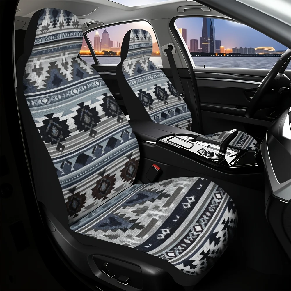 

2pcs, Aztec Geometric Pattern Front Seat Covers Covers, Ideal For SUVs, Sedans, And Trucks, Durable And Washable, Comprehensive