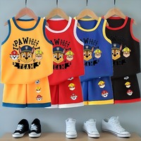 Summer Boys Breathable Sport Clothing Sets PAW Patrol Printed Children's Basketball Top and Shorts 2pcs Set Kids Casual Outfits