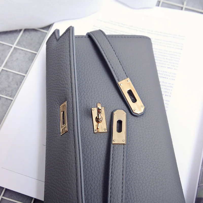 Luxury Brand Woman Wallet Female Long Clutch Bag Designer Leather Wallet High Quality Card Hold Lady Money Bag with Orange Purse