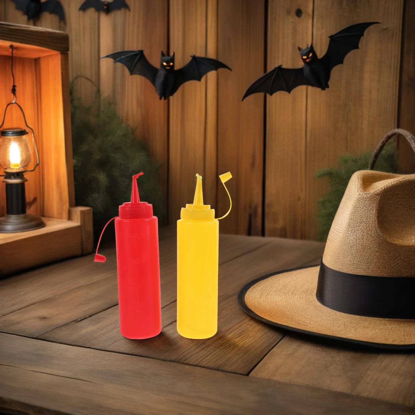 4-teiliges Ketchup-Senf-Streichflaschen-Set – realistisch aussehende knifflige Quetschspender für Witze – Festival-Party-Requisiten April