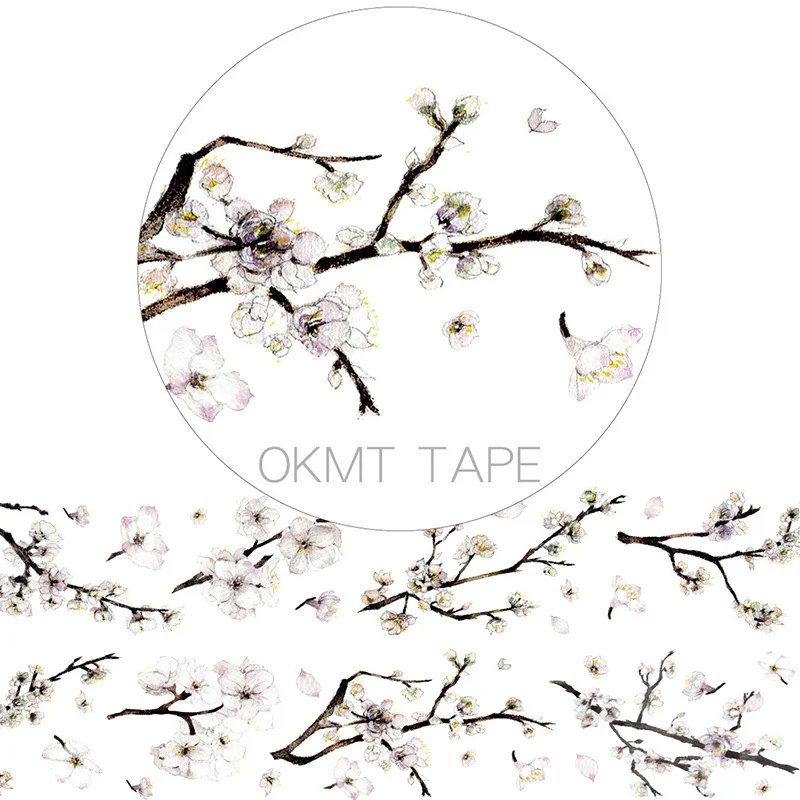 3meter Plum Blossom Washi PET Tape Journal Decorative Sticker Landscaping Flower