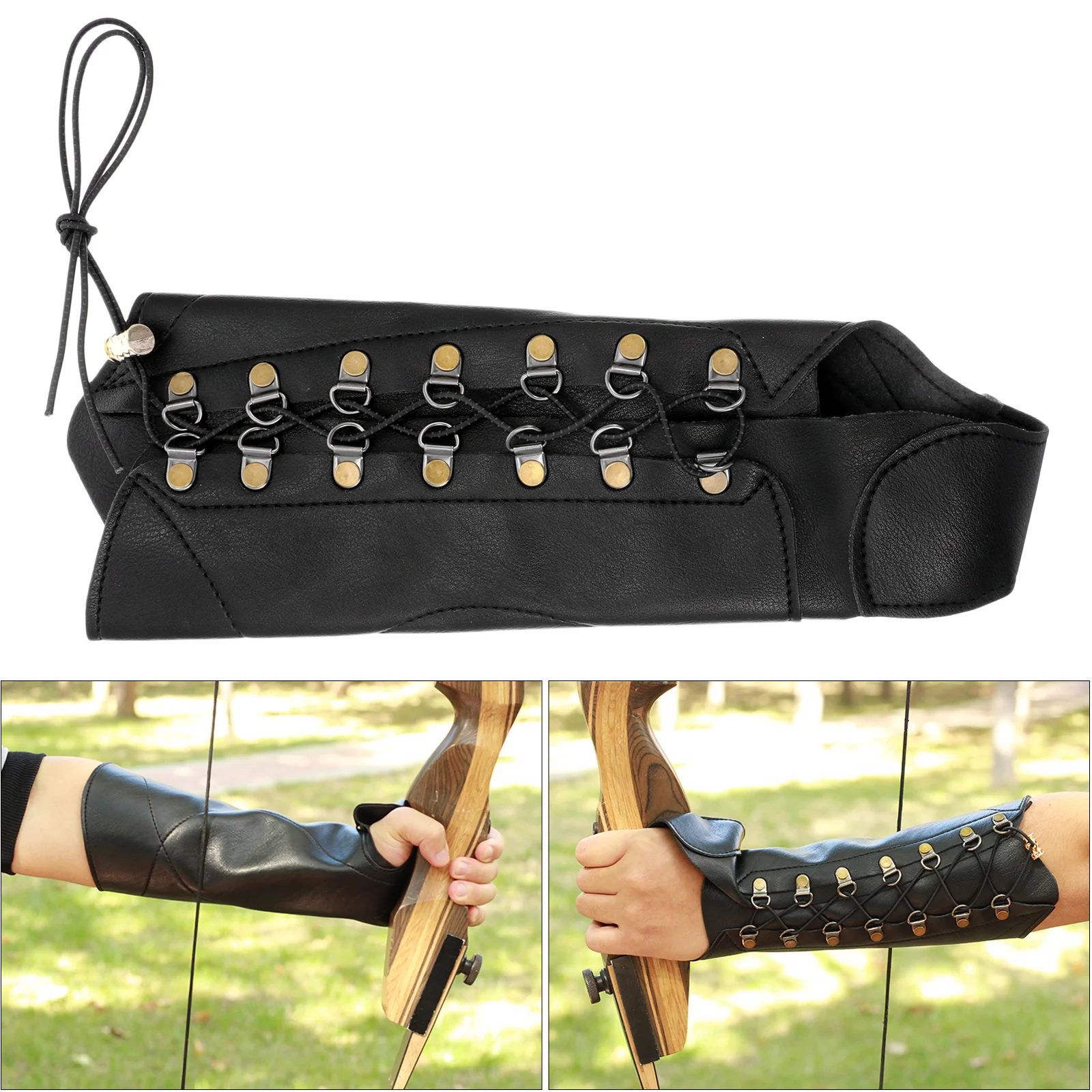 

Archery Arm Guard Adjustable PU Forearm Protector Thumb Wrap Outdoor Practice Bow Hand Glove Archery Accessory