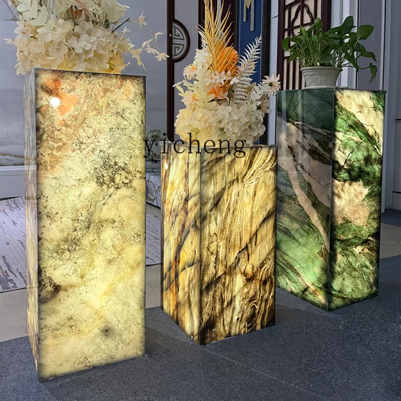 

FY Marble Base Decorative Ornament Floor Sculpture Heightening Platform Column Rock Plate Flower Stand