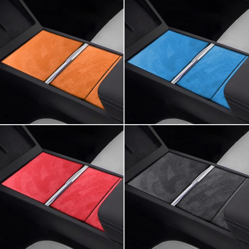 Top Suede for Tesla Model 3 (23) and for Model Y (25) Center Console Armrest Storage Sticker Car Interior Tuning Accesso