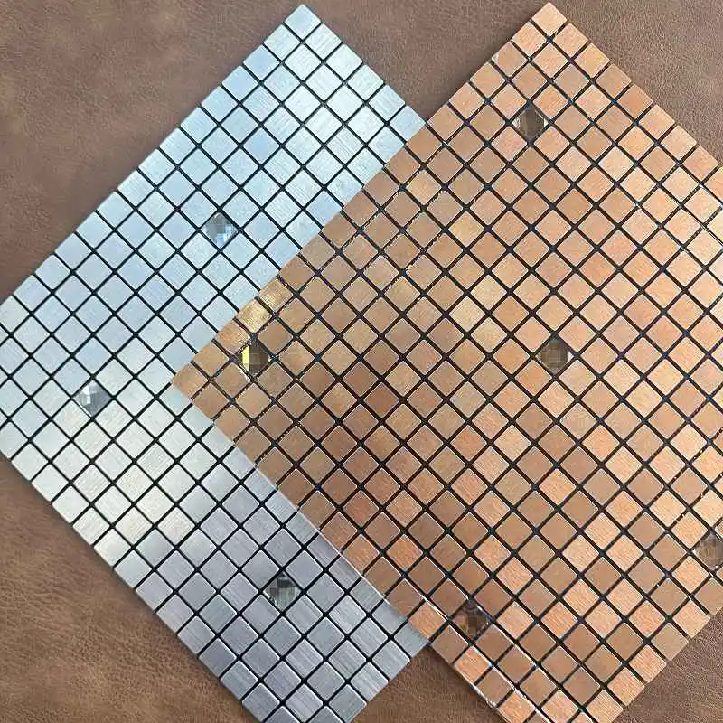 

Mosaic Metal Aluminum Plastic Panel Wall Sticker Self-adhesive square Abstract Waterproof Kitchen Bathroom Tiles Wall Decors 917