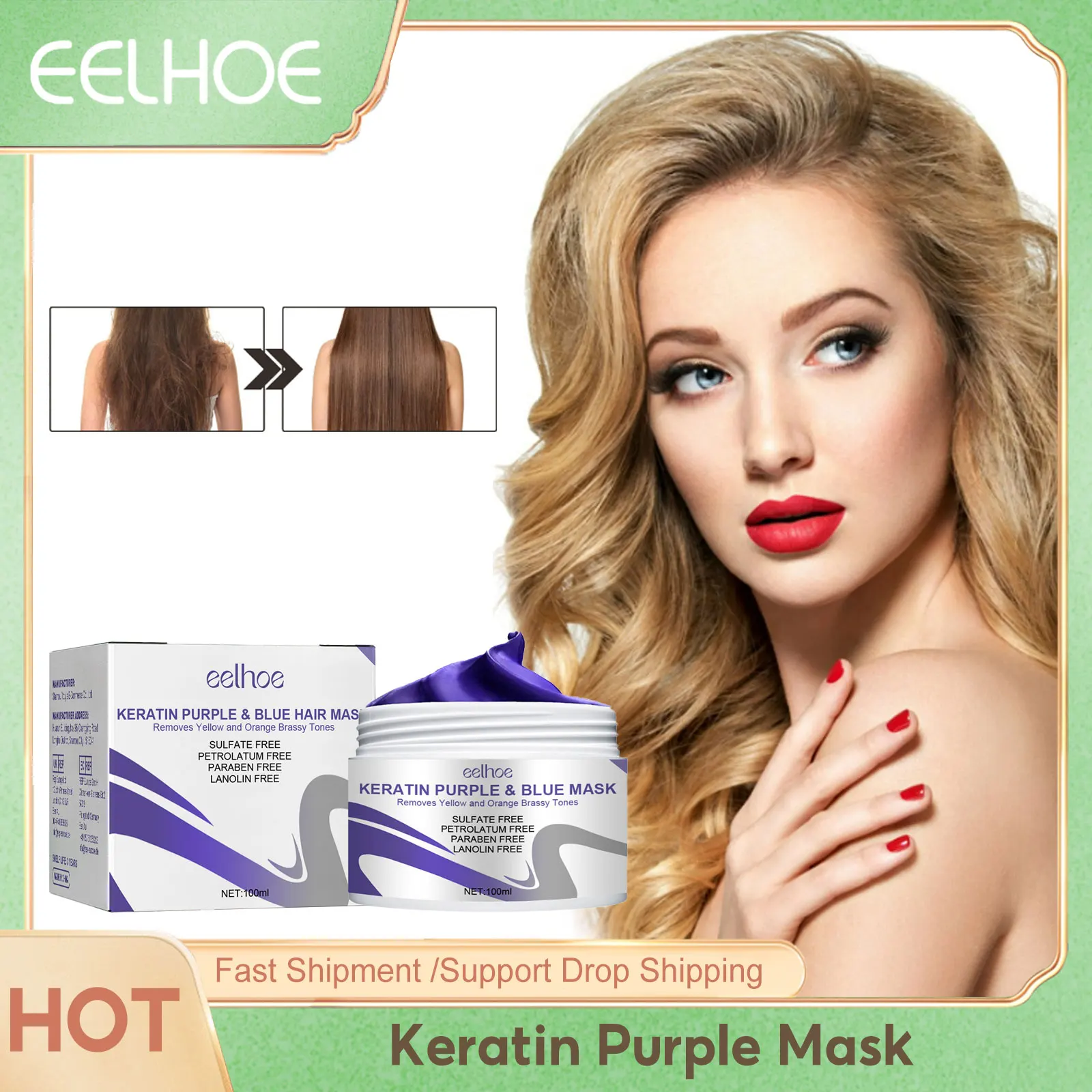 Keratin Hair Mask Splits Frizz Repairing Reduce Damaged Treat Oily Scalp Remove Yellow Nourishing Softening Shiny Care Product