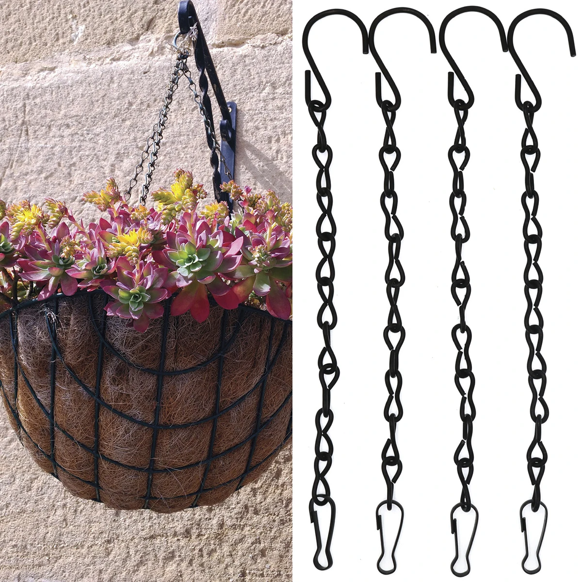 4Pcs Cadeia Pendurada 35 polegadas Ferro 20lb Jardim Planta Cabide Cadeia Sturdy Bird Alimentador Cabide Flower Pot Hanger Substituição Wind Chime