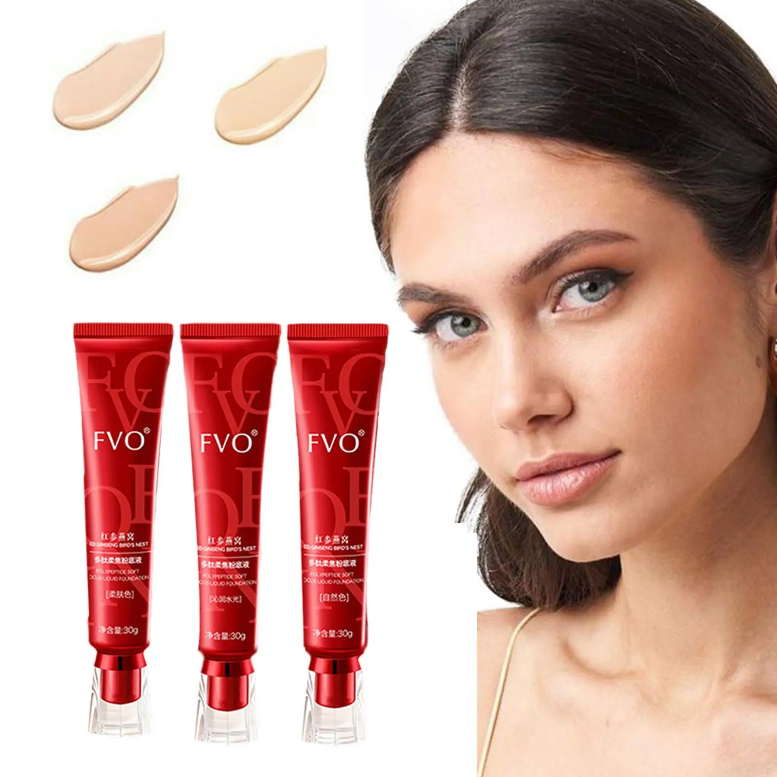 Red Upgrade FV Foundation, Maquiagem Preciosa de Luxo, Base Impermeável, Corretivo, Controle de Óleo, Creme Hidratante, Herbal Extr, 30g, 1Pc