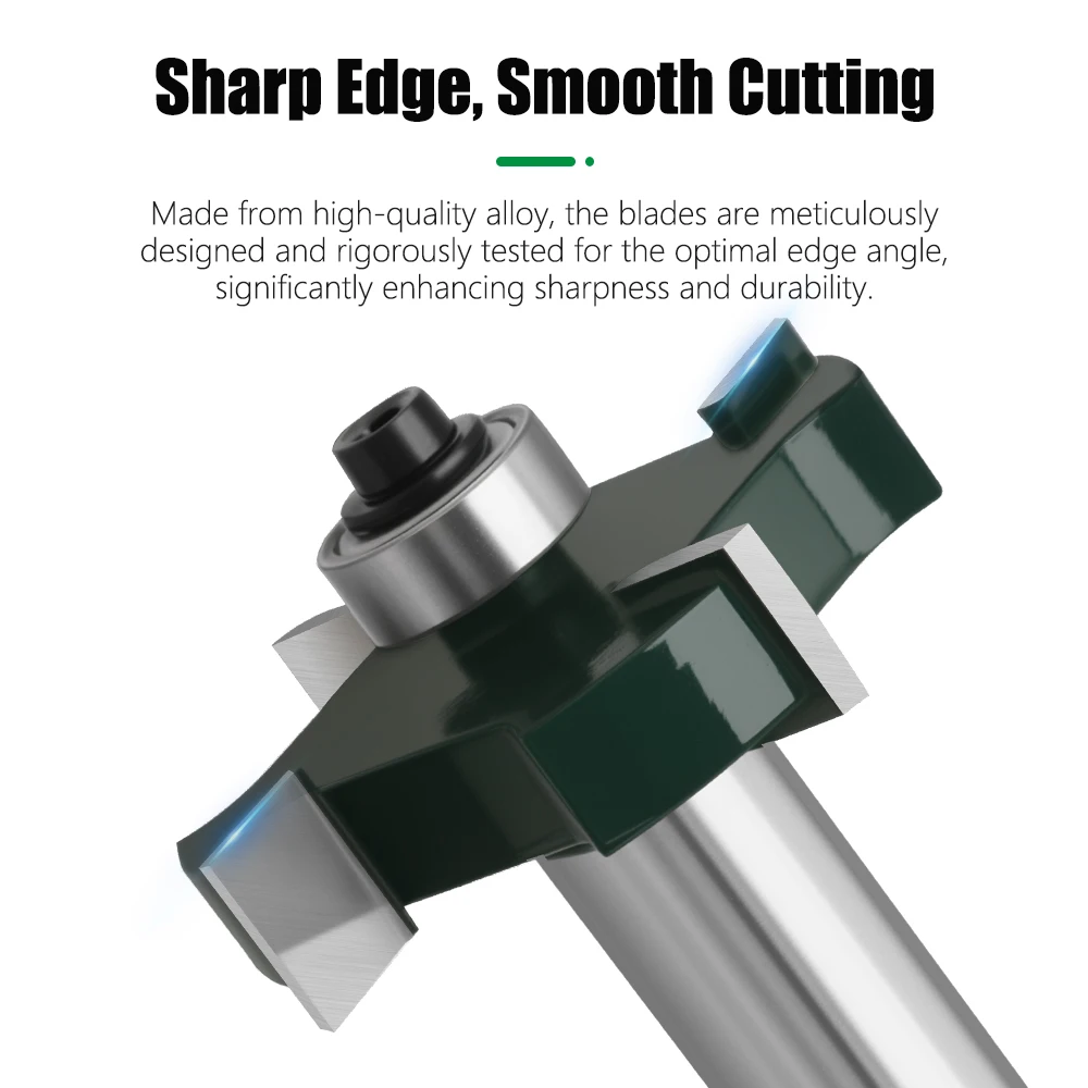 LAVIE 1 Stück 1/2" 12,7mm Schaft T-Profil-Fräser, 4-schneidiger Kugellager-gesteuerter T-Nutenfräser für Holzbearbeitung C13319Z443 – Detail 5