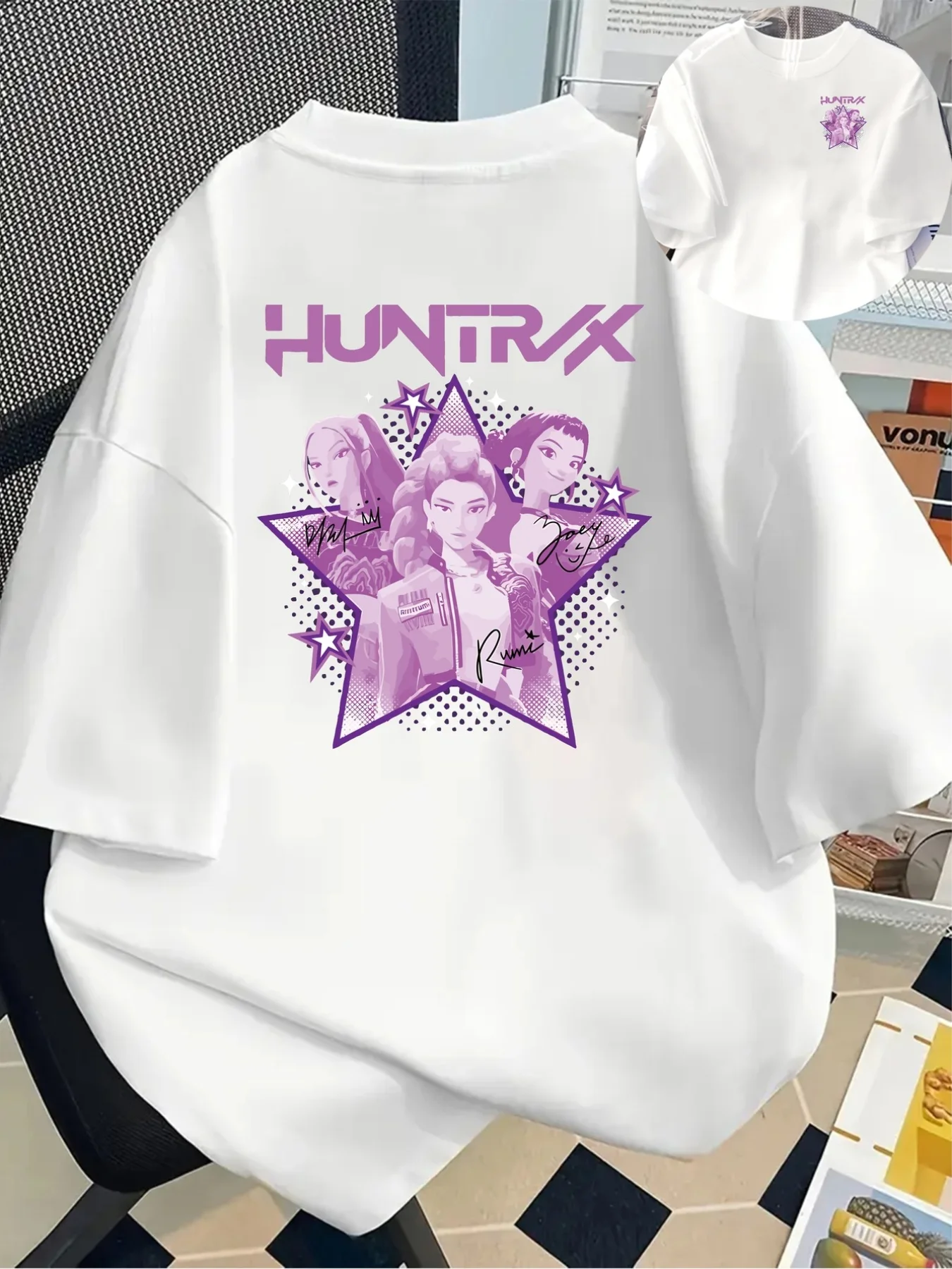 

Women'S Anime Graphic T-Shirt HUNTRAX Hunter X Hunter Manga Tee Purple Accents Soft Crewneck Casual Shirt Anime Fans All-Season