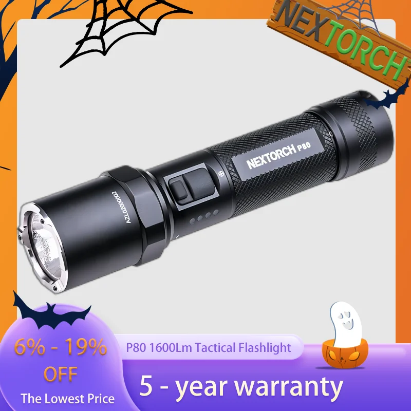 

Nextorch P80 1600 Lumen Rechargeable Tactical Flashlight, LED Law Enforcement Outdoor Sports Fishing Camping Long Bright