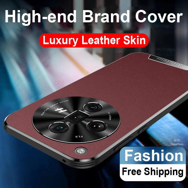 For Oppo Find X8 Pro Case Leather Skin Brand Phone Case For Oppo Find X8 Pro Cover Shell Bumper Bag High End Metal Lens