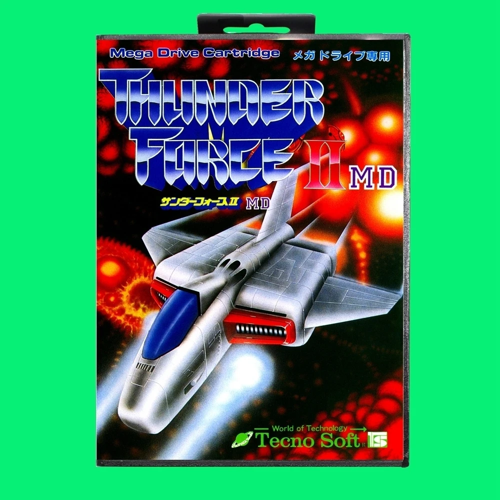 Thunder Force II Game Cartridge 16bit MD Game Card With JP Cover Retail Box For Sega Mega Drive