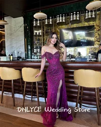 Sparkly Purple Mermaid Prom Dress Split High-End Beading Sequins 2024 Birthday Luxury Dress Evening Party Dress  Customized