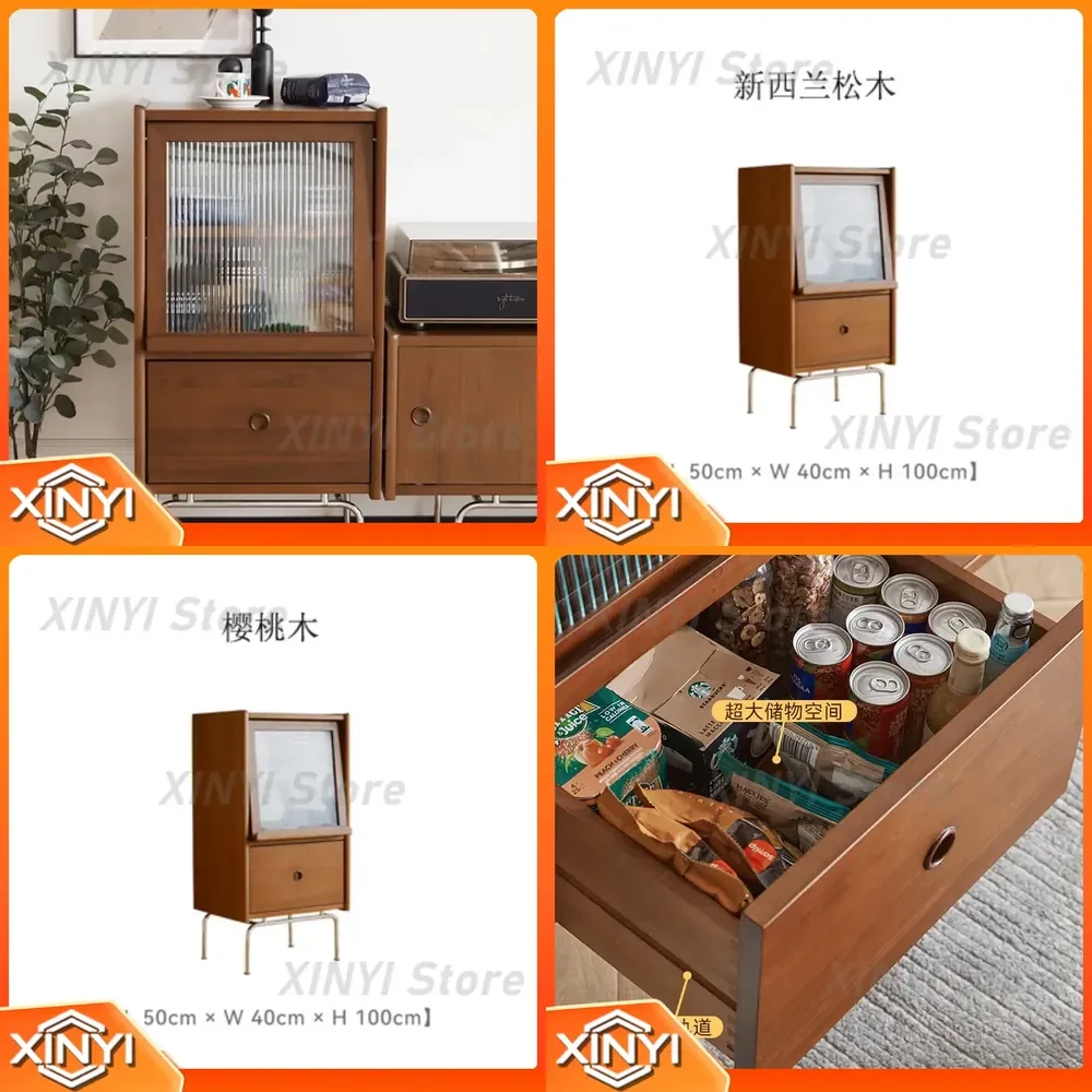 Medieval Style Living Room Magazine Cabinet for Study Retro Storage Solid Wood Corner Bookcase for TV Stand Side Cabinet