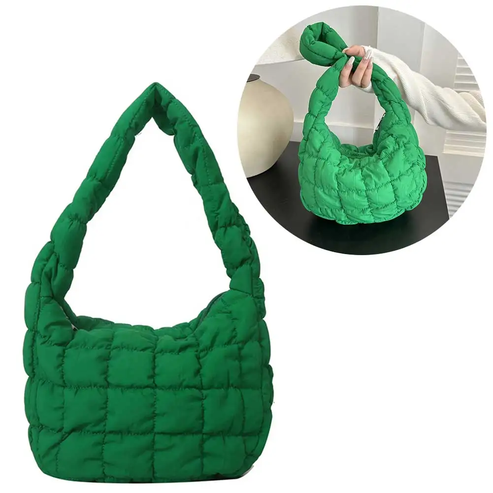 Women Diamond Embroidery Shoulder Messenger Bag Winter Puffer Handbag Bag