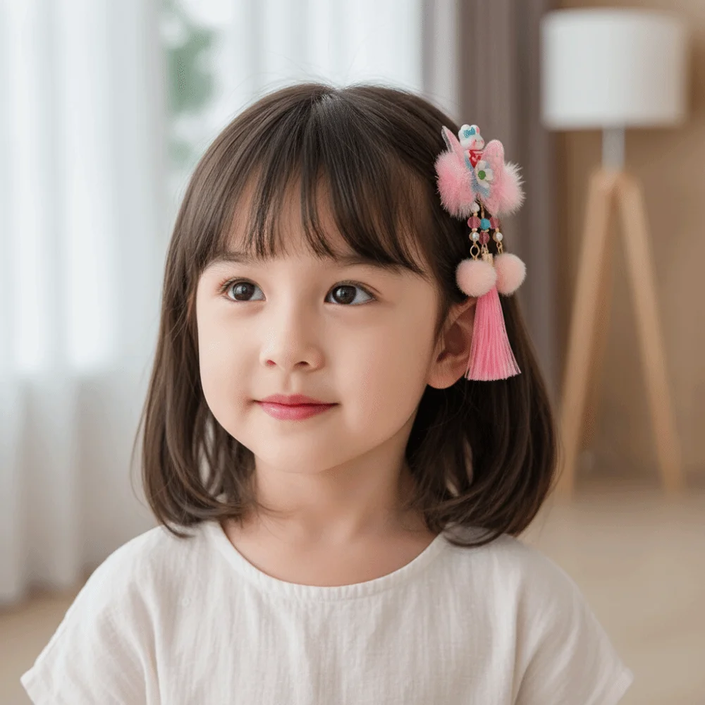 هدية أنيقة مشبك شعر صيني تقليدي لطيف القوس شرابة دبوس الشعر كرة الشعر الأحمر السنة الجديدة إكسسوارات الشعر مناسبات احتفالية