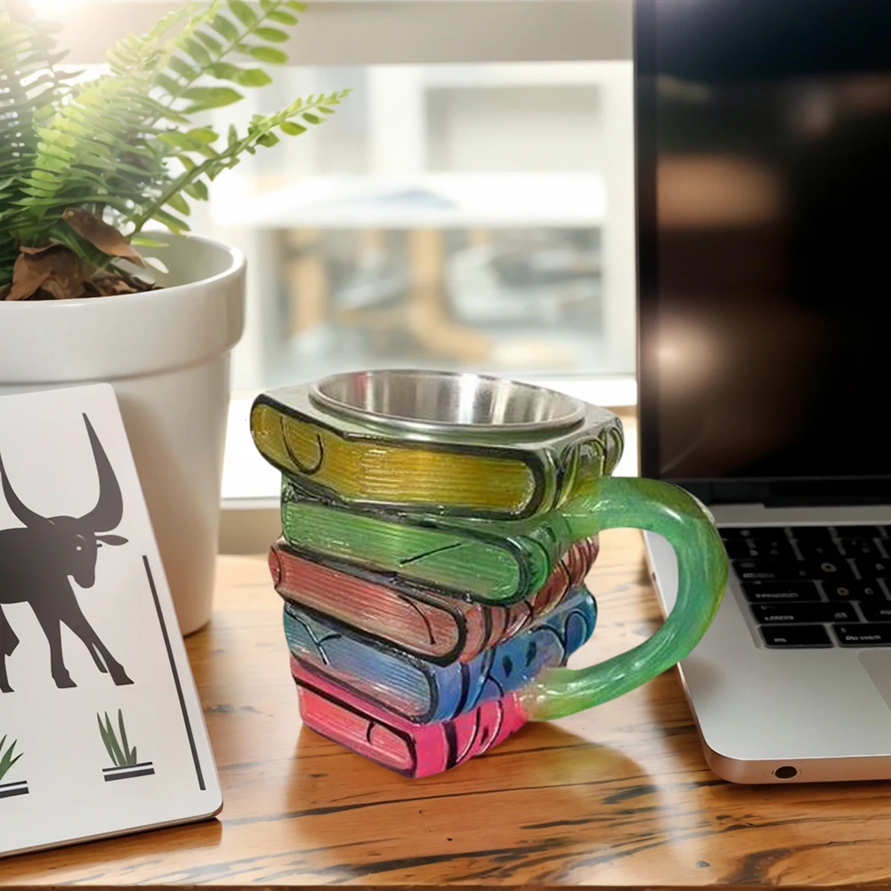 

Painted Book Mug Unique Books Stack Coffee Cup Tea Cup Collection Gifts for Literature Lovers