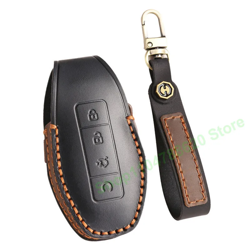 

For DENZA N9 Z9 GT Generic Genuine Leather Key Case Car Interior Protective Buckle Cover Decoration Accessories Keychain