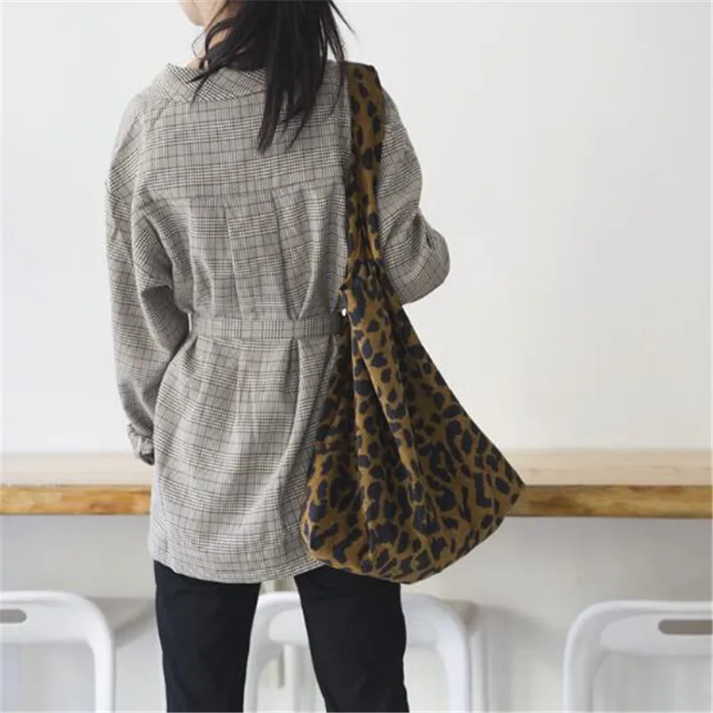 Women\'s Shopping Bag Large Ladies Canvas Shoulder Bags Tote Shopper Eco Reusable Bag Foldable Handbag For Women 2024 Leopard