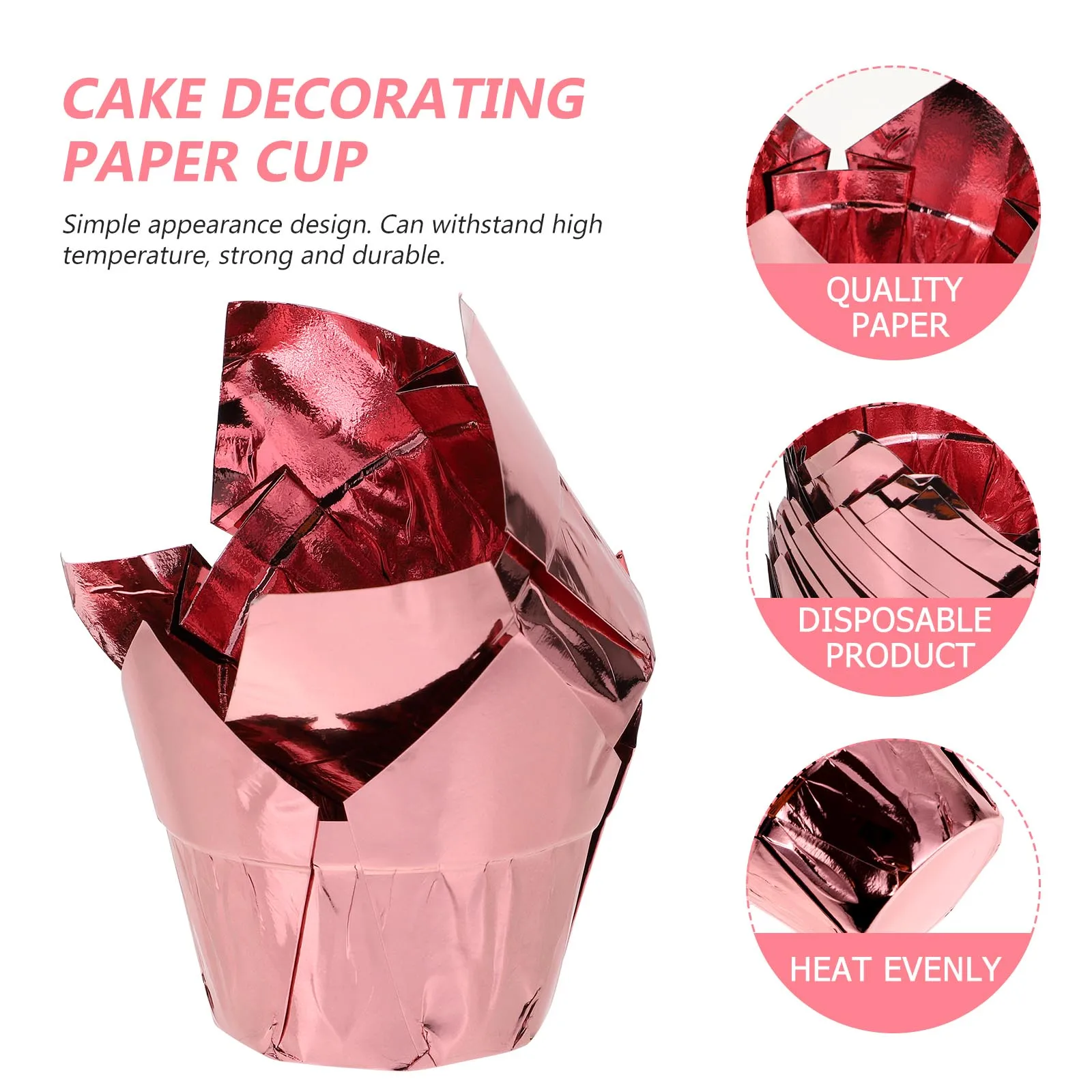 

50 Pcs Cake Cups Cupcakes Containers Liners Baking Paper Ruffles Muffin Decorative