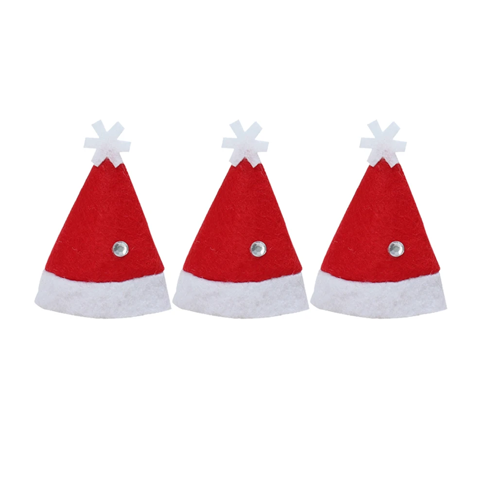 

6pcs Mini Christmas Hats for Lollipop Candy Toys Non Woven Fabric Party Favors Gifts Reusable Decorations Santa Hat