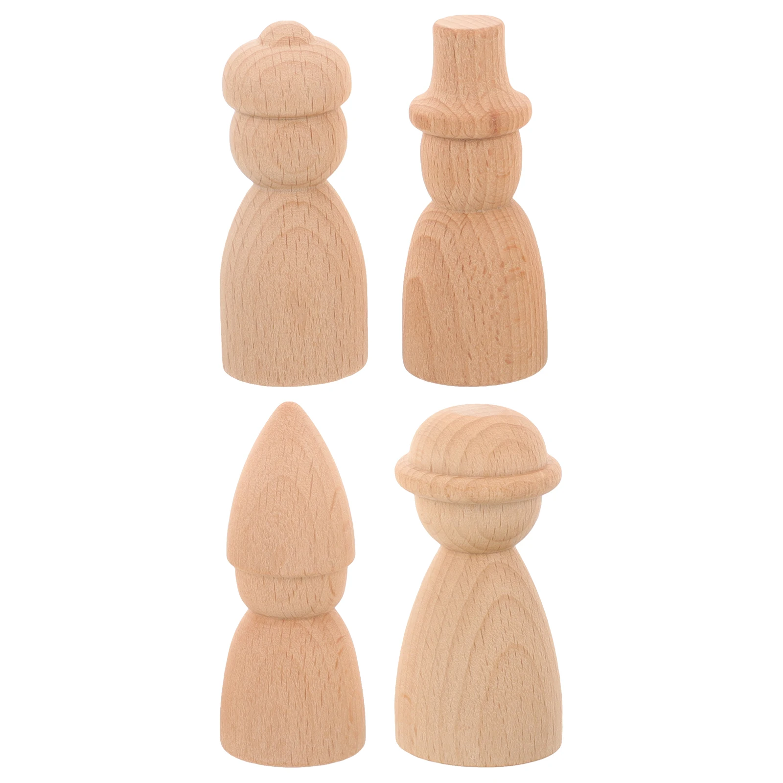 

4 Pcs Puppet Ornaments Handmade Mini People Figures Graffiti Blank Action Child