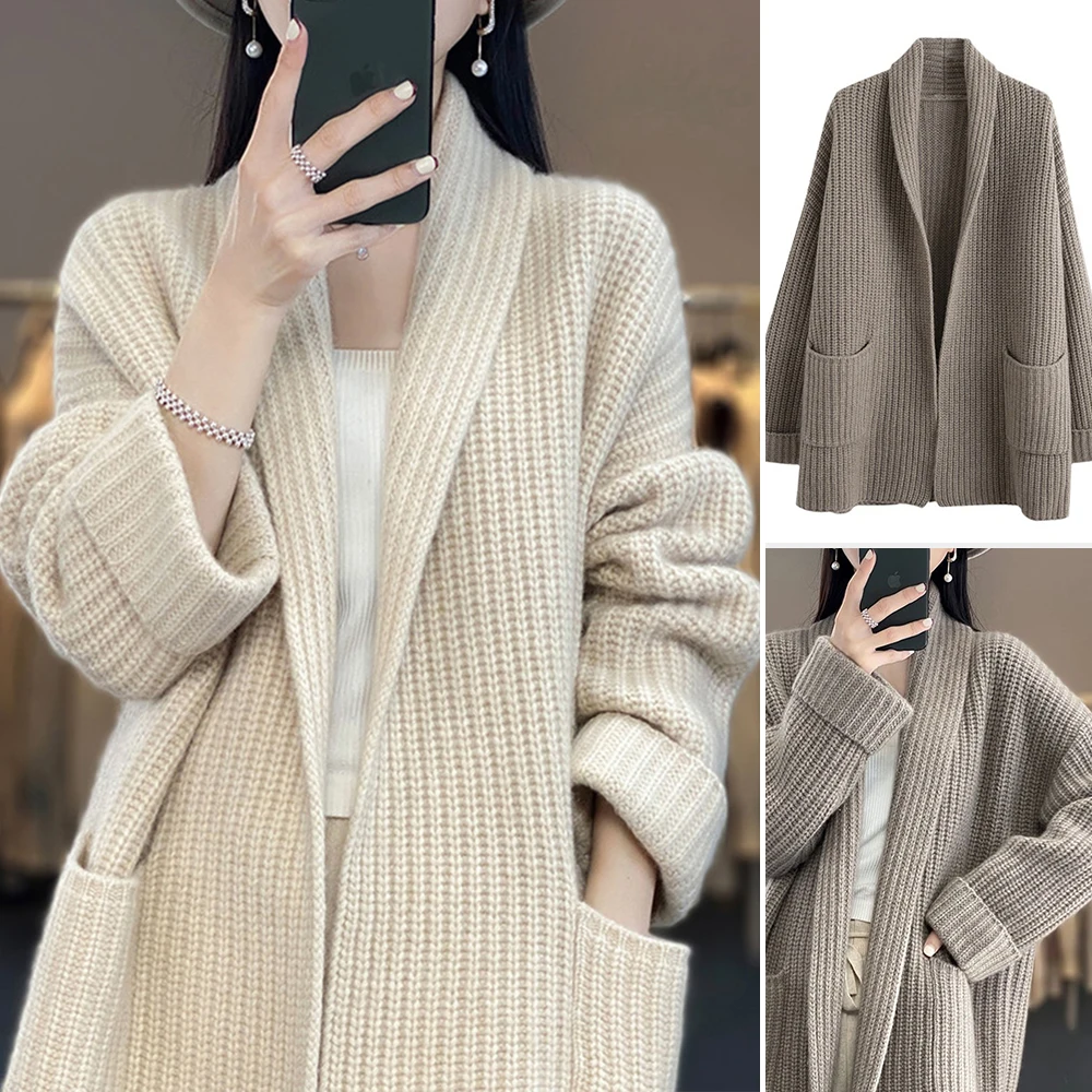 

UNIKTEE женский кардиган с длинным рукавом и v-образным вырезом на пуговицах спереди, зимняя мода, повседневный однотонный трикотаж с открытой передней частью для женщин