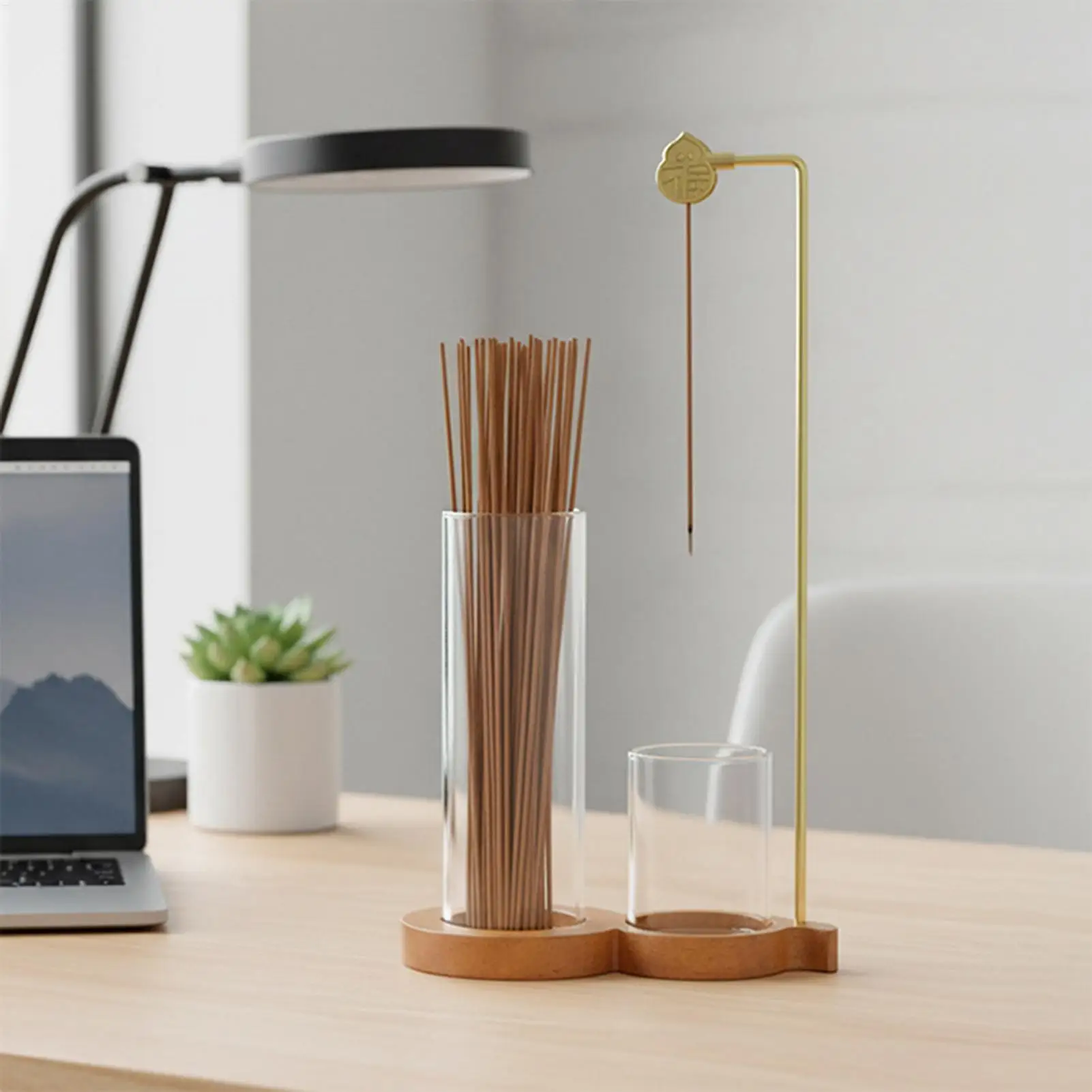Räucherstäbchenhalter, 2-in-1, abnehmbarer Stabhalter mit Aschefänger aus Glas, Brenner für Zuhause, Büro, Schlafzimmer, Meditation, Yoga, Entspannung
