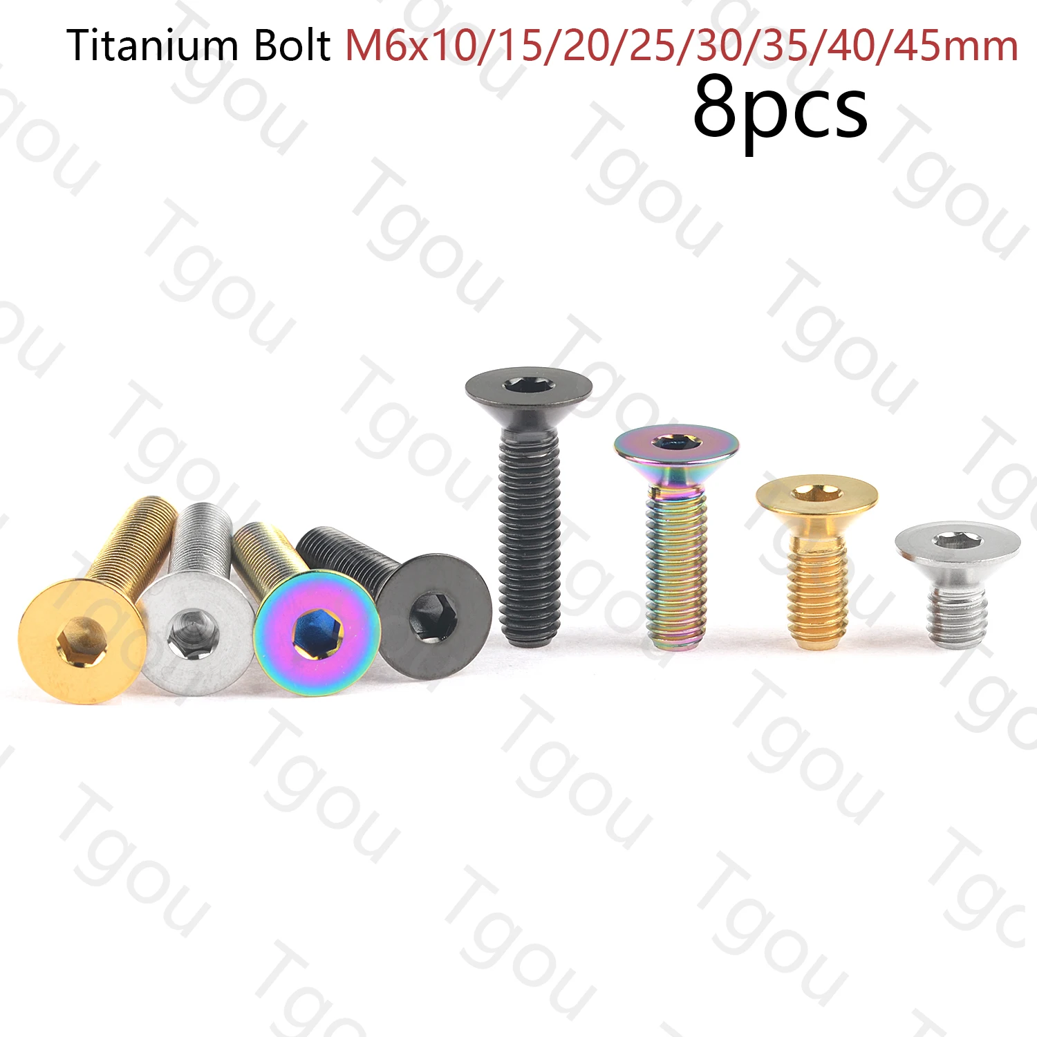 

Tgou Titanium Bolt M6x10/15/20/25/30/35/40/45mm Hex Flat Countersunk Head Brake Disc Screw for Bicycle