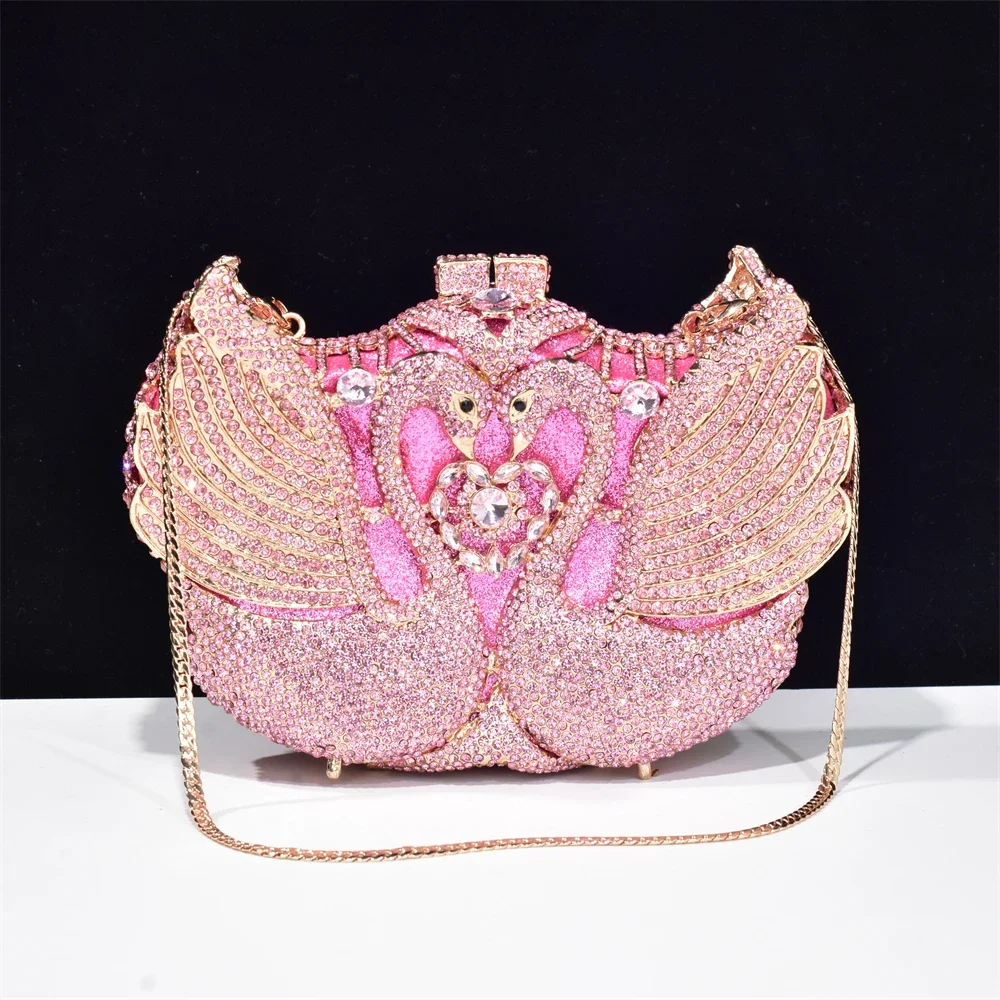 New Fashion Swan Shape Clutch Bag Women Evening Bag Rhinestone Crystal Clutch Evening Bags Luxury Designer Handbag for Party