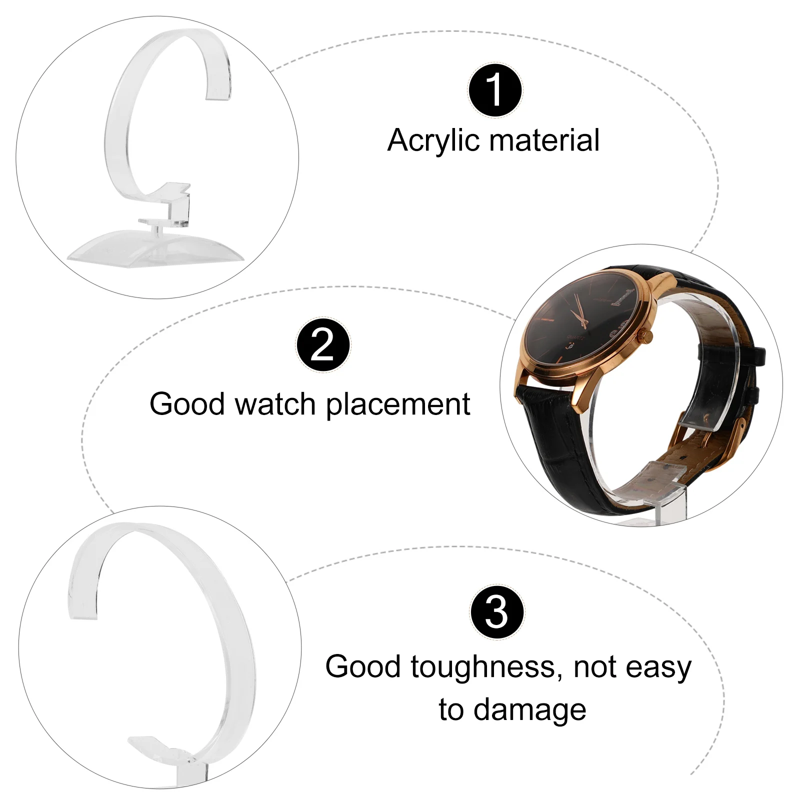 6 Pcs Acrylic Jewelry Display Watch Rack Bracelet Holder Rotating Exhibitor Durable Protective Practical Elegant