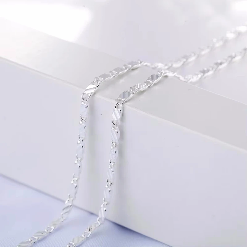 925 Sterling Silver 16/18/20/22/24/26/28/30 Inch 2mm Charm Chain Necklace For Women Man Fashion Wedding Party Jewelry