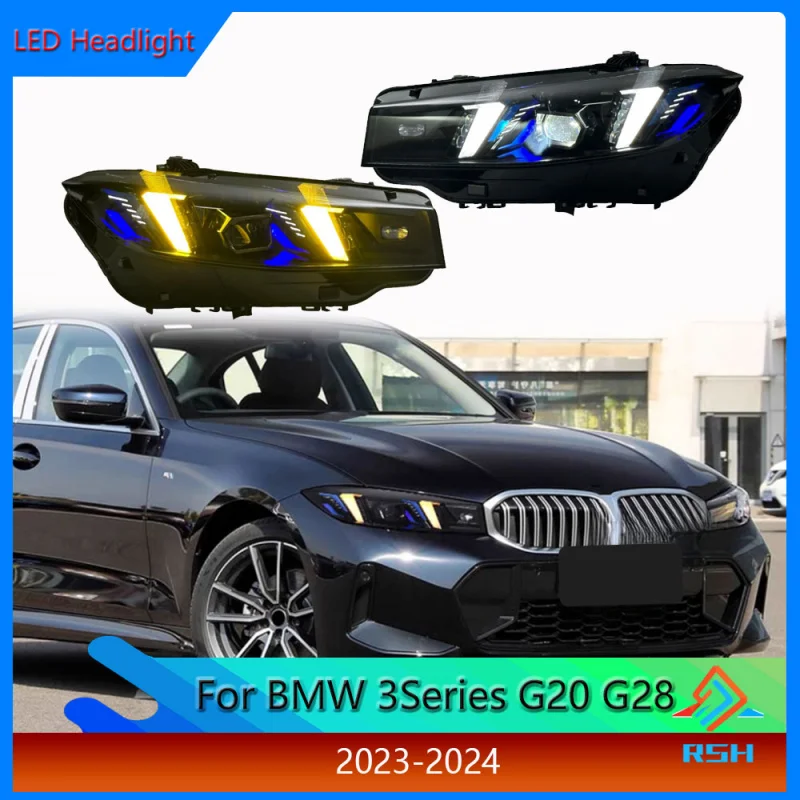 For BMW 3Series G20 G28 Headlight Assembly 2023-2024 Modification Fang Style Dual-Color Head Light Laser Style Front Lamp