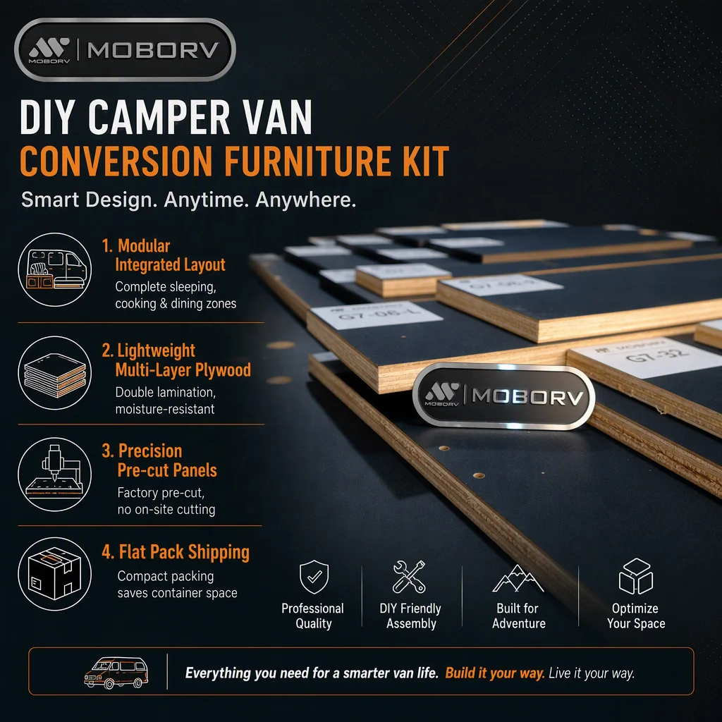 MOBORV Modular Motorhome Camper Van Conversion Kit Double Laminate Ready-to-Assemble Light Weight Cabinet Sprinter RV Furniture