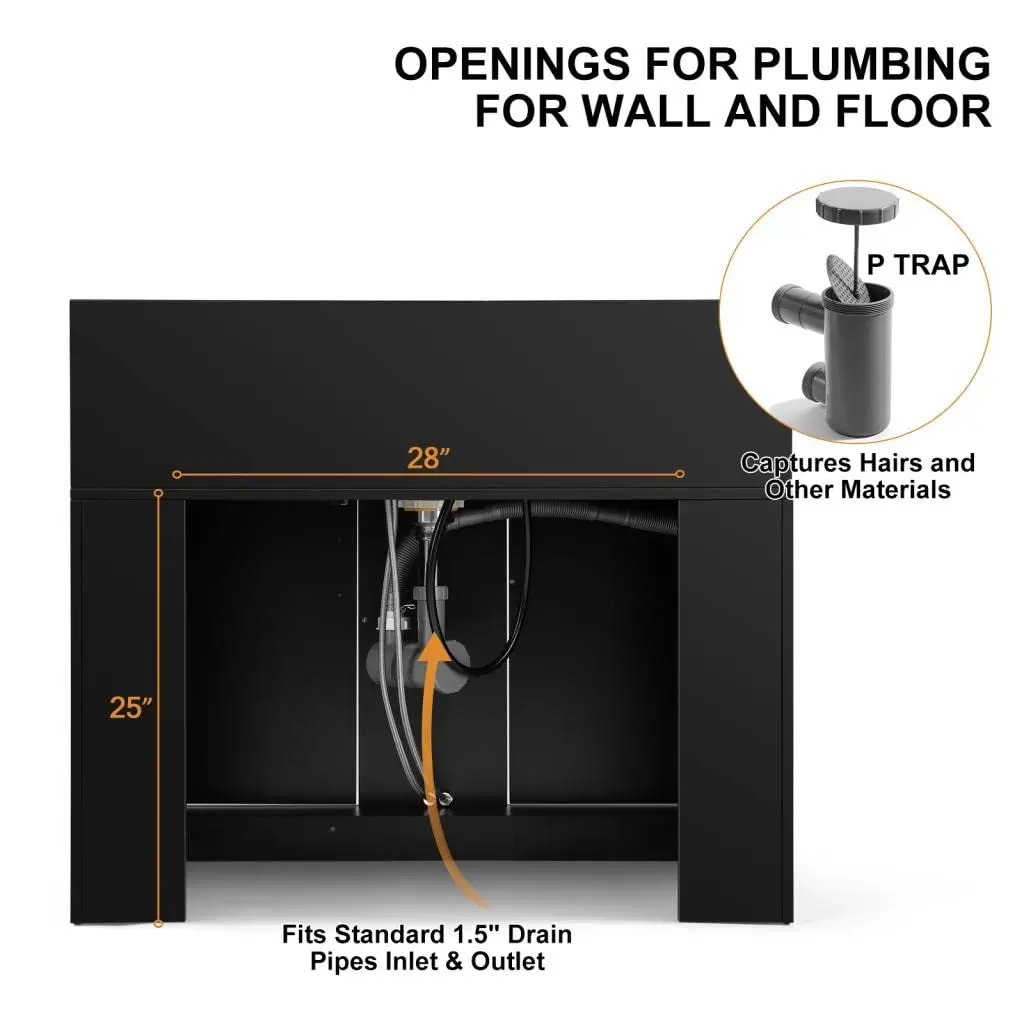 hand Shampoo Station with Shampoo Bowl and Drawer, 110V Outlets, All in One Hair Salon Sink Backwash Salon Station with U