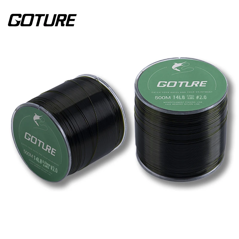 Goture 2PCS 500m Monofilament Nylon Fishing Line 14-40LB Strong Monofilament Main Line 0.2mm-0.5mm  for Saltwater Fishing