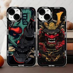 Japanese Ghost Mask Phone Case For iPhone 16 15 14 13 Pro Max 12 Mini 11 XS X XR SE 7 8 Plus Soft Cover