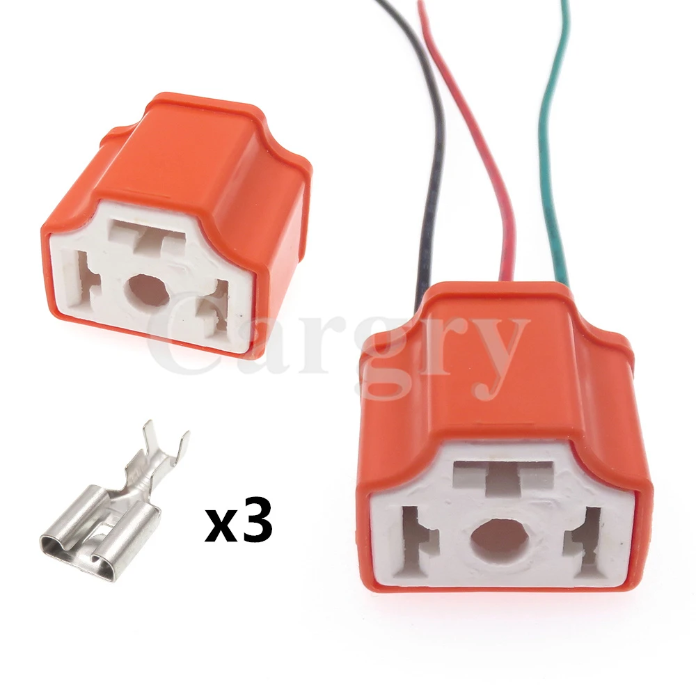 

1 Set 3P H4 Auto Relay Lamp Holder H4-2A AC Assembly Automobile Light Bulb Plug Car Large Current Ceramic Socket