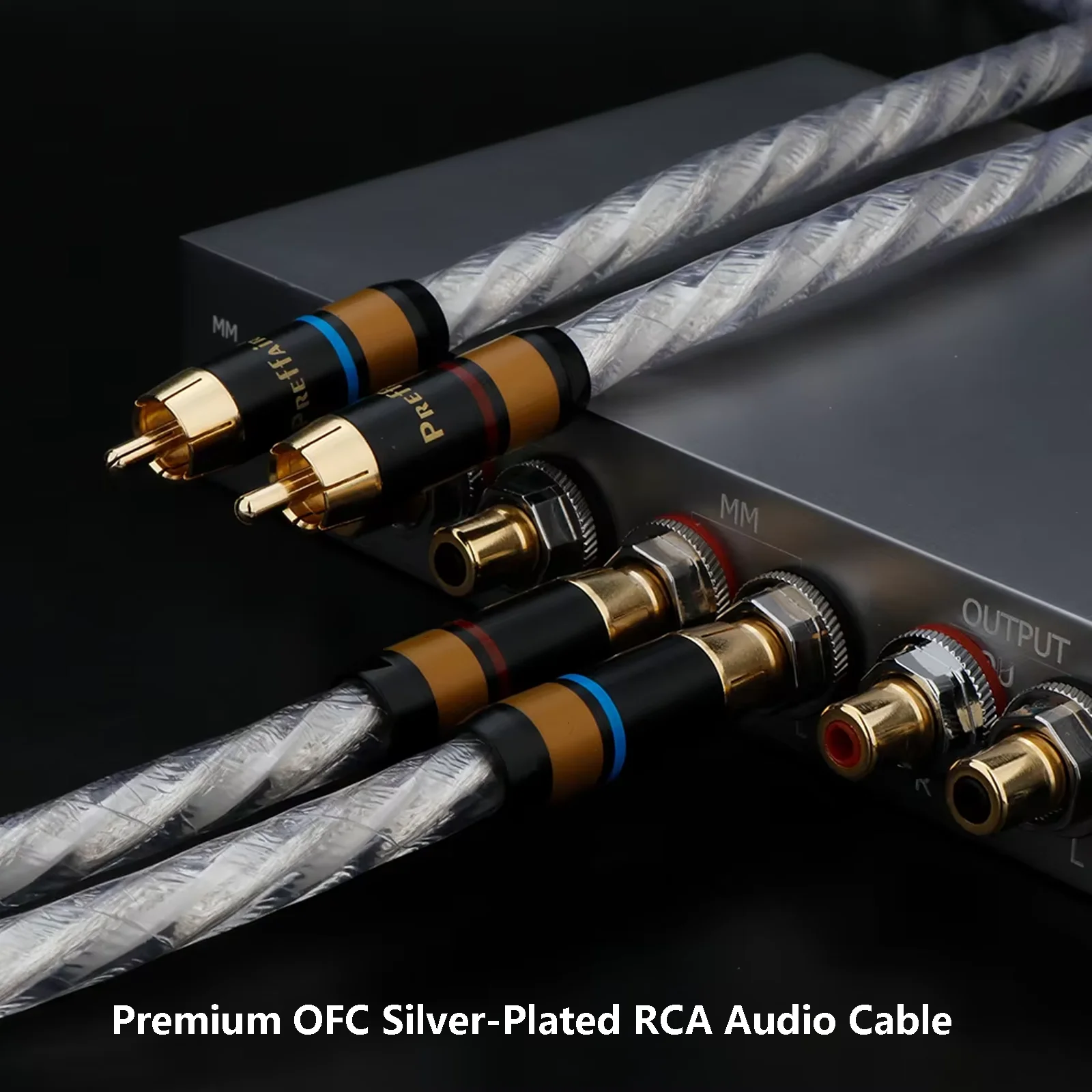 

Premium OFC Silver-Plated RCA Audio Cable - Gold-Plated RCA Plugs HiFi Signal Interconnect for Amplifier, DAC, Speaker