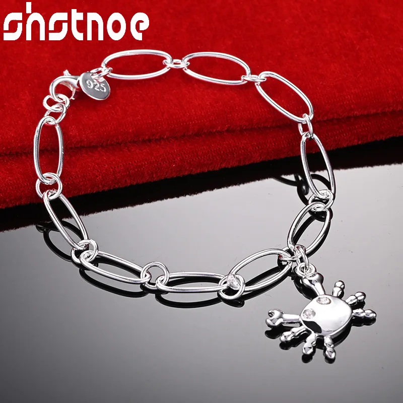 

SHSTONE 925 Sterling Silver Trendy Zircon Crystal Crab Pendant Bracelets For Woman Chain Wedding Party Birthday Fashion Jewelry