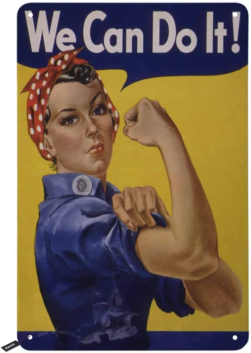 Panneaux en métal Swono « We Can Do It », affiche de la Seconde Guerre mondiale stimulant le moral des femmes américaines contribuant à l'effort de guerre, panneau vintage « Me sign »