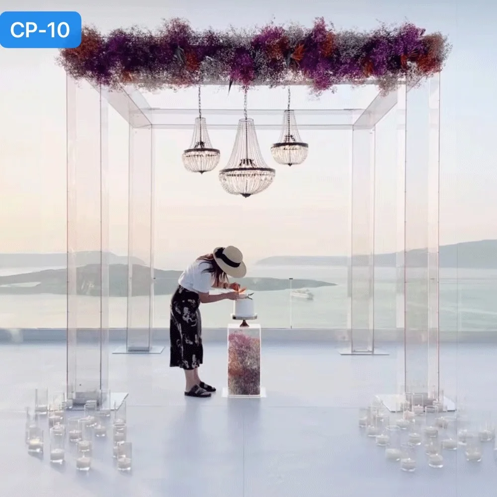 

Hot Sell High Quality Acrylic Wedding Clear Mandap Arch Wedding Chuppah Backdrop for Wedding