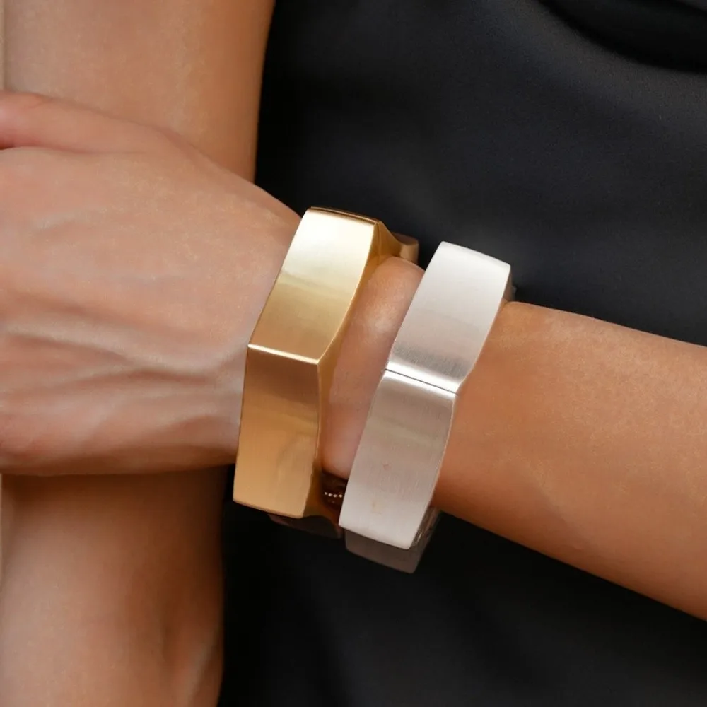 سبيكة معدنية واسعة مفتوحة الإسورة ماتي/لامعة مسدس الكفة أساور الأقلية تصميم مجوهرات اكسسوارات مبالغ فيها سوار الفتيات #3