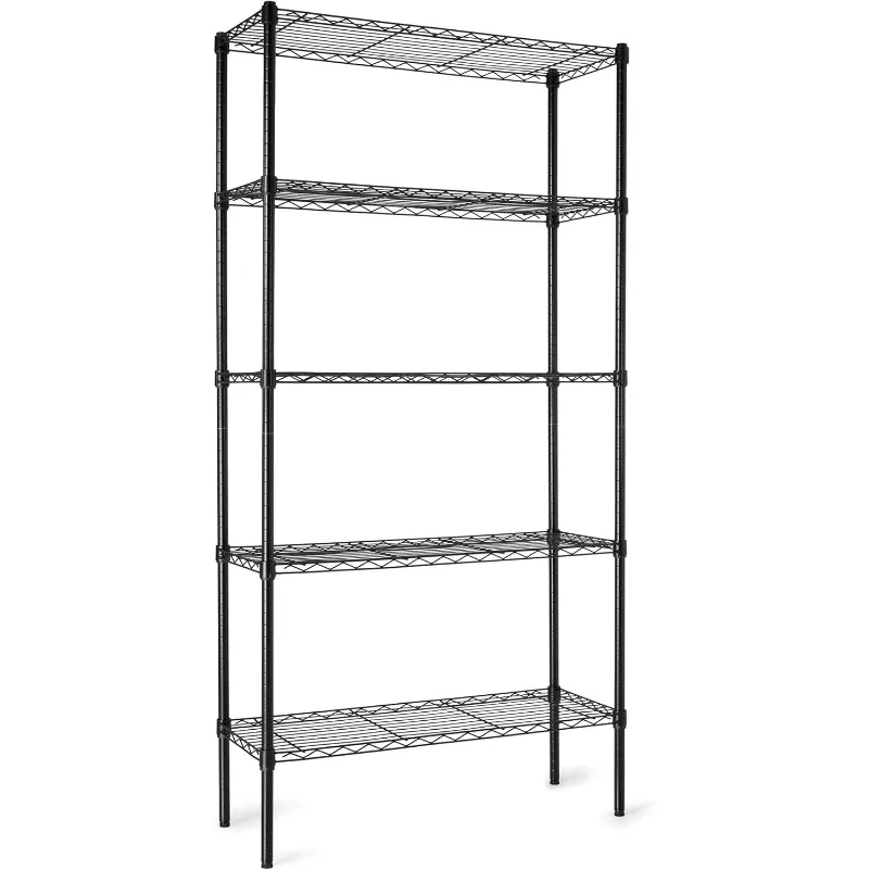 

Basics 5-Shelf Adjustable Heavy Duty Steel Wire Storage Shelves for Garage, Kitchen, Easy Assembly, 36" x 14" x 72", Black Heavy