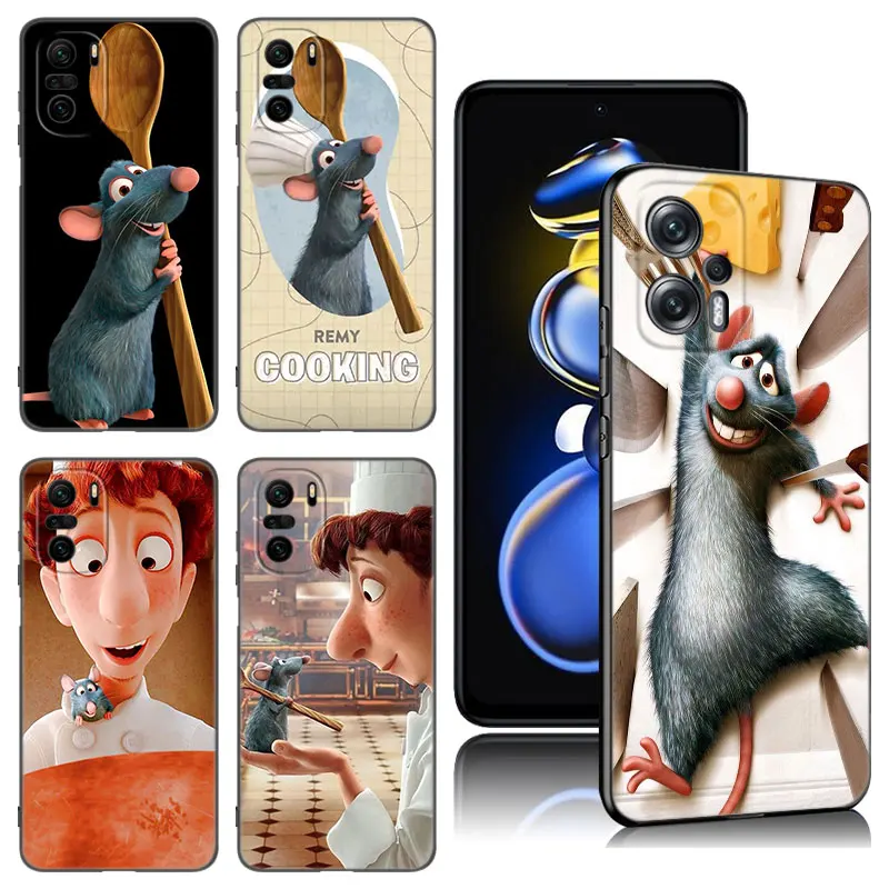 Disney Ratatouille Remy Black Silicone Phone Case For Xiaomi POCO X3 X4 NFC F4 GT F5 M3 M4 M6 X5 X6 Pro NEO 5G C55 C65 M5 4G