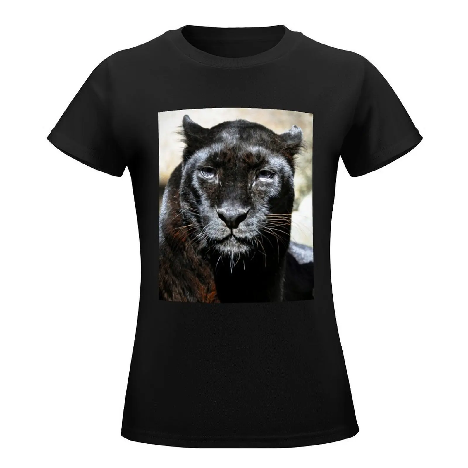 Black Leopard T-Shirt customizeds new edition Women's cotton t-shirt